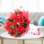 Red Roses in Red Packing