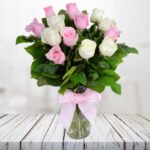 Pink And White Roses Bunch
